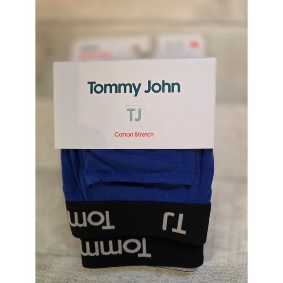 Tommy John Mens 2-Pack Cotton Stretch Boxer Briefs Size M Blue & Black - Picture 1 of 2